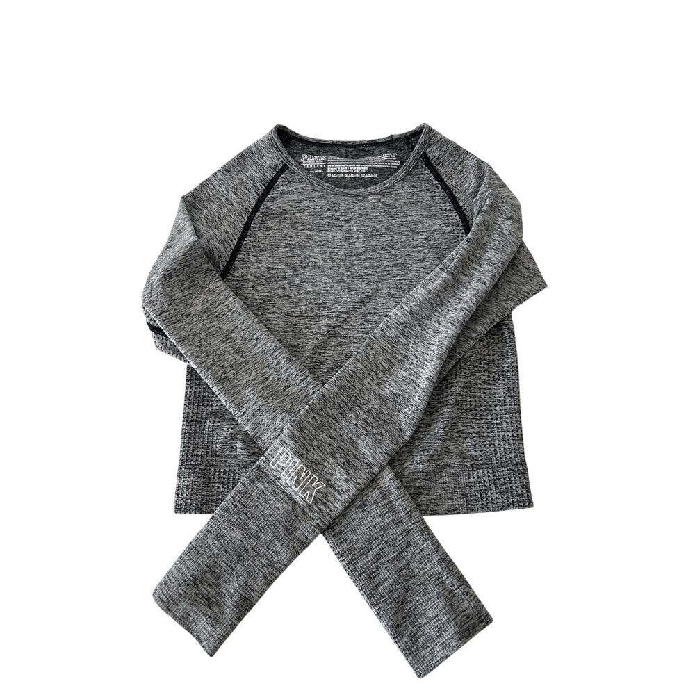 Victoria's Secret Pink Gray Seamless Long Sleeve Cropped Active Top S